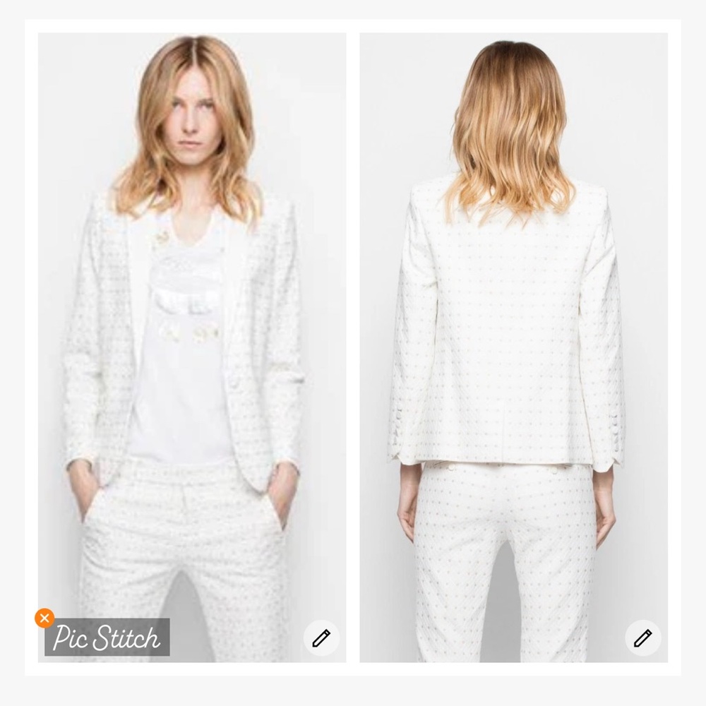 Zadig & Voltaire Deluxe Victor Flow Textured Cream Blazer